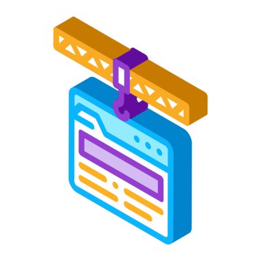Web sitesi yapı ikonu vektörü. İzometrik site inşaat tabelası. renk izole edilmiş sembol çizimi
