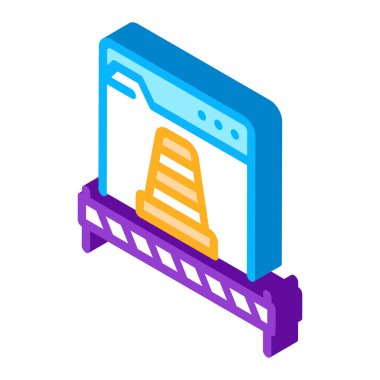 Web sitesi onarım ikonu vektörü. İzometrik site tamiri işareti. renk izole edilmiş sembol çizimi