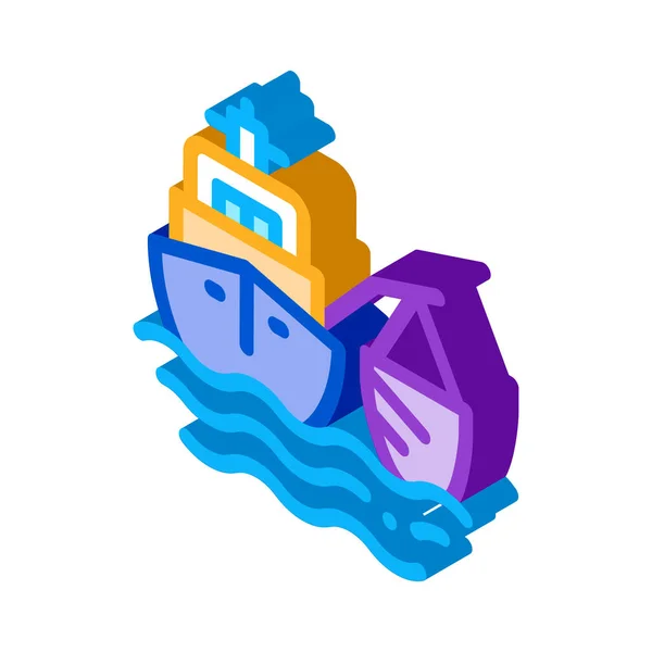 Icon Vektor Für Fischereifahrzeuge Isometrisches Fischereischiffsschild Farbe Isoliert Symbol Illustration — Stockvektor