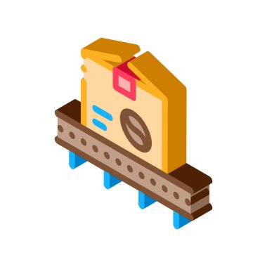 Kahve üretim taşıyıcı ikon vektörü. İzometrik kahve üretim taşıyıcı işareti. renk izole edilmiş sembol çizimi