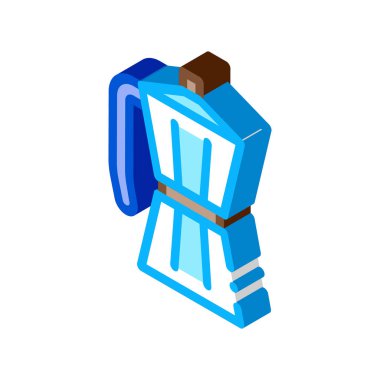 Kahve ikonu vektörü için demlik. Kahve işareti kaynatmak için izometrik demlik. renk izole edilmiş sembol çizimi