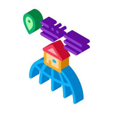 ev konumu ikon vektörü. İzometrik konum işareti. renk izole edilmiş sembol çizimi