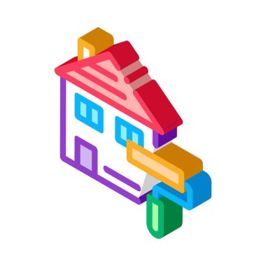 ev boyama ikonu vektörü. İzometrik boyama işareti. renk izole edilmiş sembol çizimi