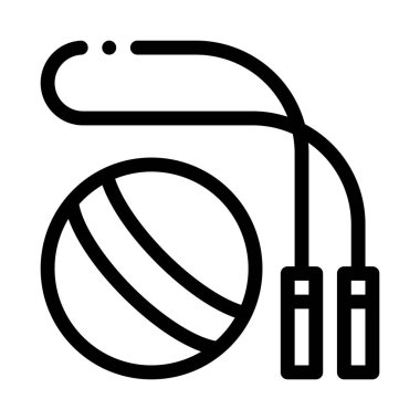 İp atlama ve top ikon vektörü. İp atlama ve top işareti. izole edilmiş sınır sembolü çizimi