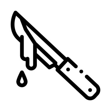 Cadılar bayramı kan bıçağı ikon taşıyıcısı. Cadılar bayramı kan bıçağı işareti. izole edilmiş sınır sembolü çizimi