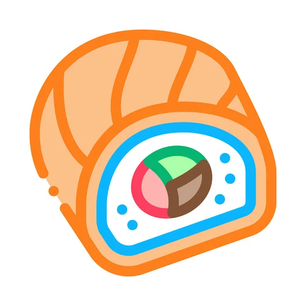 Sushi Rolle Japanische Mahlzeit Symbol Vektor Sushi Rolle Japanische Mahlzeit — Stockvektor