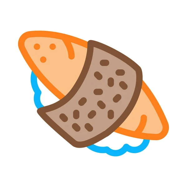 寿司ロールご飯魚肉アイコンベクトル 寿司ロールご飯魚の肉の看板 カラーシンボルイラスト — ストックベクタ