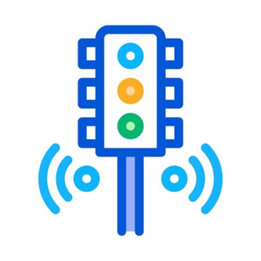 Akıllı şehir trafik ışıkları ikon vektörü. Akıllı şehir trafik ışıkları tabelası. renk sembolü çizimi