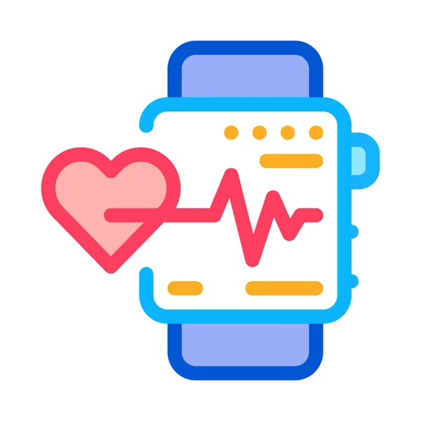 Watch Heartbeat Icon Vector Watch Heartbeat Sign Color Symbol Illustration — Stock Vector