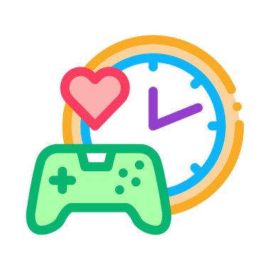 Oyun aşk zamanı ikon vektörü oynuyor. Oyun aşk zamanı işareti ile oynanır. renk sembolü çizimi