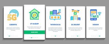 Akıllı Şehir Teknolojisi Mobil Uygulama Sayfası Ekran Vektörü. Akıllı Şehir Aracı Trafik Işıkları ve İHA Teslimatı, Güneş Bataryası ve Eko Enerji Santrali Resimleri