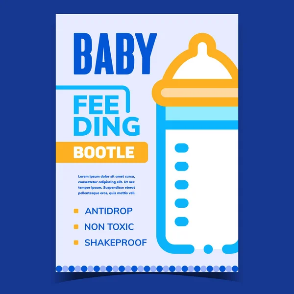 Karmienie Dziecka Butelka Reklama Baner Wektor Wstrząsające Drop Nietoksyczne Butelki — Wektor stockowy