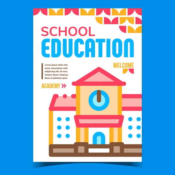 Educazione Scolastica Creative Pubblicizza Banner Vector Scuola Elementare Accademia Sulla — Vettoriale Stock