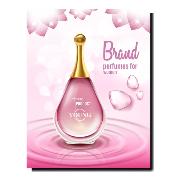 Aromatische Parfüms Für Frauen Promo Poster Vector Leere Glasflaschen Fashion — Stockvektor