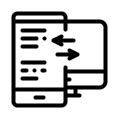 Bilgisayar ekranı ve telefon simgesi vektörü için uyarlanabilir site. Bilgisayar ekranı ve telefon işareti için uygun bir site. izole edilmiş sınır sembolü çizimi