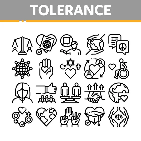 Toleransi Dan Kesetaraan Ikon Koleksi Mengatur Vektor Toleransi Untuk Agama - Stok Vektor