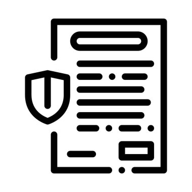 Sigorta sözleşmesi kağıt listesi ikon vektörü. Sigorta sözleşmesi listesi imzası. izole edilmiş sınır sembolü çizimi