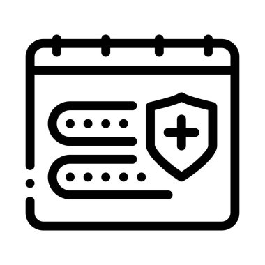 Sigorta geçerlilik takvimi ikon vektörü. Sigorta geçerlilik takvimi imzası. izole edilmiş sınır sembolü çizimi