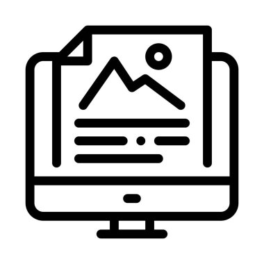 bilgisayar dosyası resim karakteristik simge vektörü. bilgisayar dosyası resim özellikleri imzası. izole edilmiş sınır sembolü çizimi