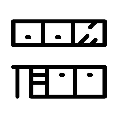 Mutfak mobilyası ikon vektörü. Mutfak mobilyası tabelası. izole edilmiş sınır sembolü çizimi