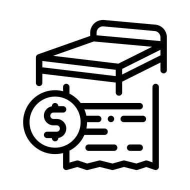 yatak ikon vektörü satın alıyor. Yatak satın alma tabelası. izole edilmiş sınır sembolü çizimi