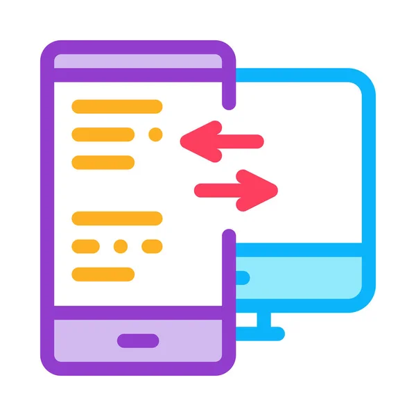 コンピュータの画面と電話のアイコンベクトルのための適応サイト コンピュータ画面と電話サインのための適応サイト カラーシンボルイラスト — ストックベクタ