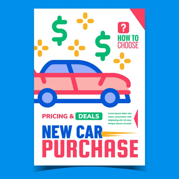 Yeni Araba Satın Alma Yaratıcı Reklam Sancak Vektörü Araba Satın — Stok Vektör