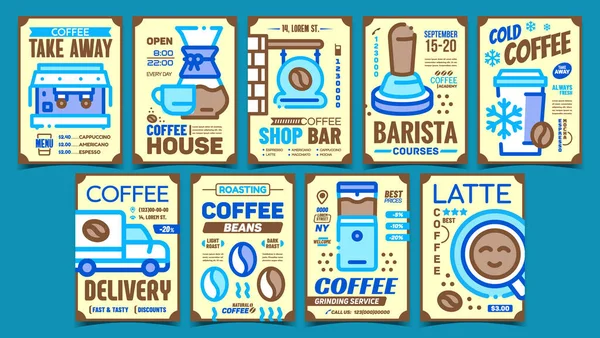 Plakaty Reklamowe Coffee Creative Set Vector Ekspres Kawy Graffin Kielich — Wektor stockowy