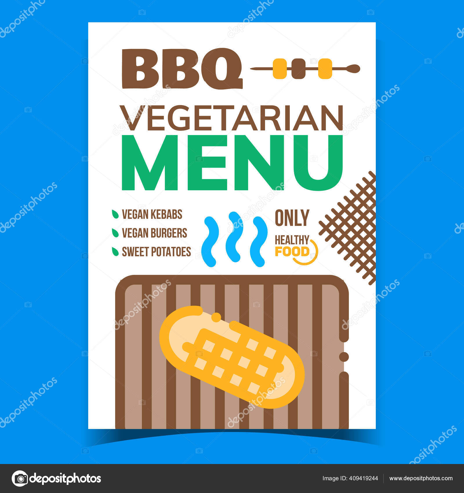 Bbq Vegetarian Menu Advertising Banner Vector Vegan Kebab Burgers Sweet