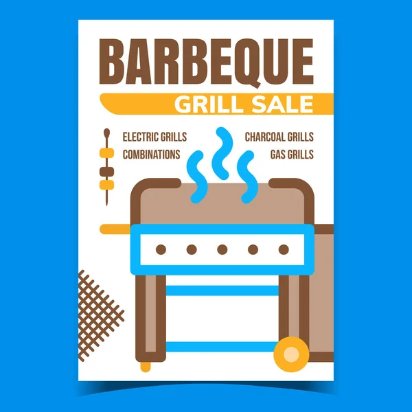 Barbeque Grill Venda Publicidade Poster Vector Combinações Elétrica Carvão Vegetal — Vetor de Stock