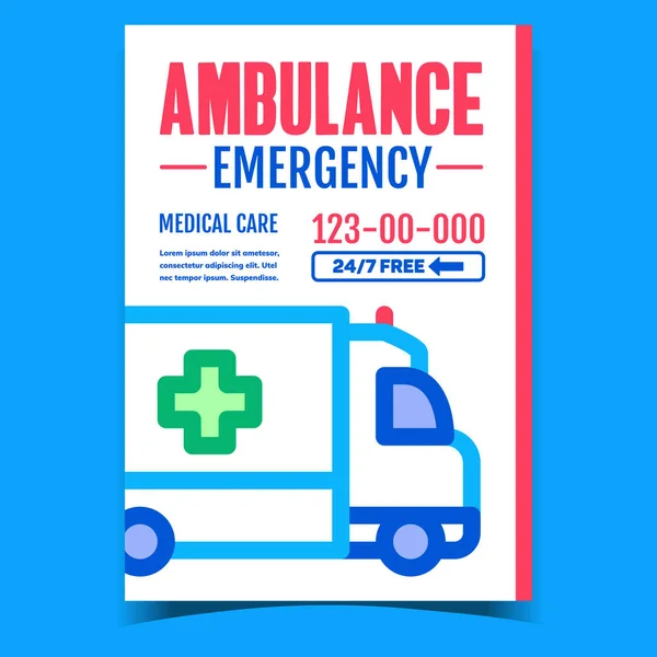 Ambulance Noodreclame Vector Ziekenhuis Vervoer Ambulance Car Truck Met Kruis — Stockvector
