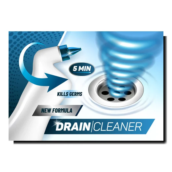 Drain Cleaner Blank Package Promo Banner Vector Döda Bakterier Renare — Stock vektor