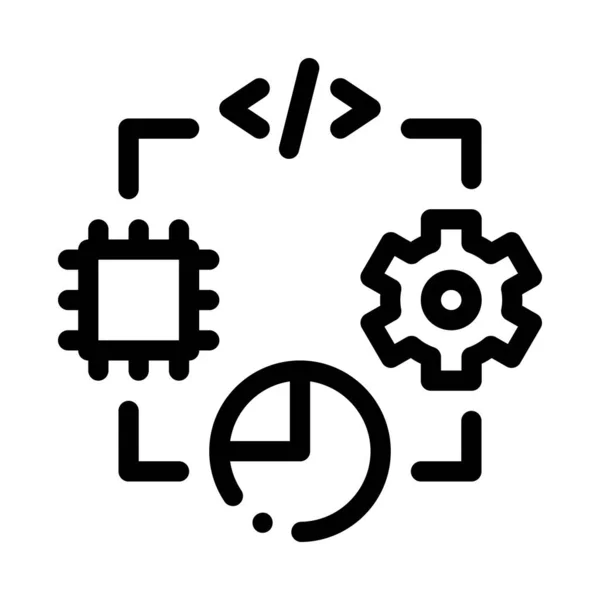 Mikroprocesorowy Kod Programowy Przekładni Mechanicznej Wektor Infografiki Mikroczip Kod Programowy — Wektor stockowy