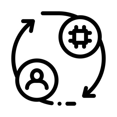 İnsan ve bilgisayar araba kontrol ikonu vektörü. İnsan ve bilgisayar kontrol işaretleri. izole edilmiş sınır sembolü çizimi