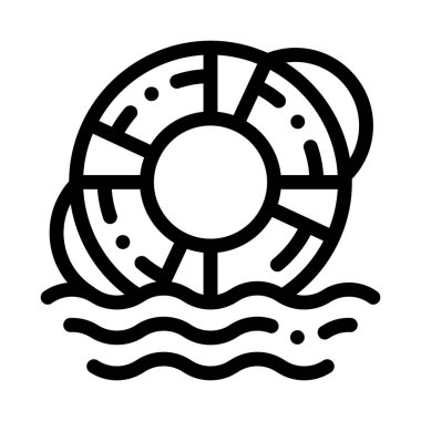 Cankurtaran şamandırası kurtarma aracı ikon vektörü. Cankurtaran şamandırası kurtarma aracı işareti. izole edilmiş sınır sembolü çizimi