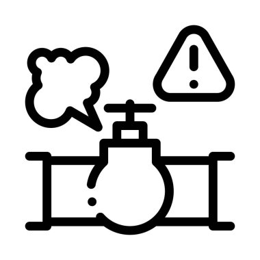 Gaz boru kırma ikonu vektörü. Gaz borusu tabelası. izole edilmiş sınır sembolü çizimi