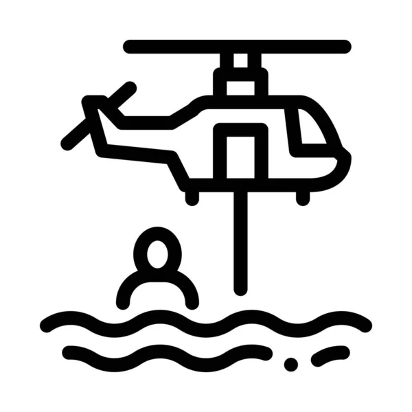 Helicopter Rescue Sea Icon Vector Helicopter Rescue Sea Sign Isolated — Stock Vector