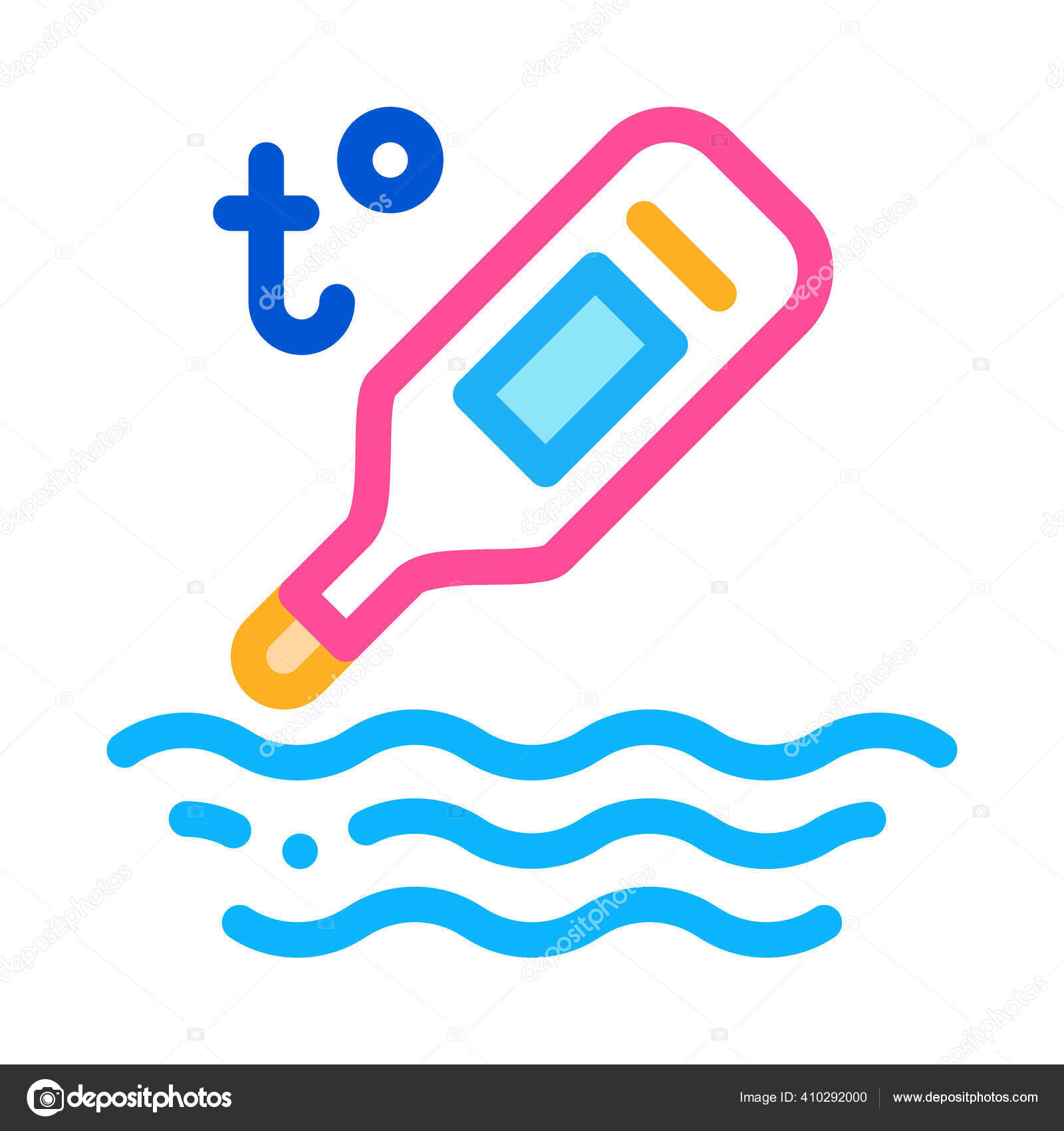 Water Thermometer Icon Vector Water Thermometer Sign Isolated Contour