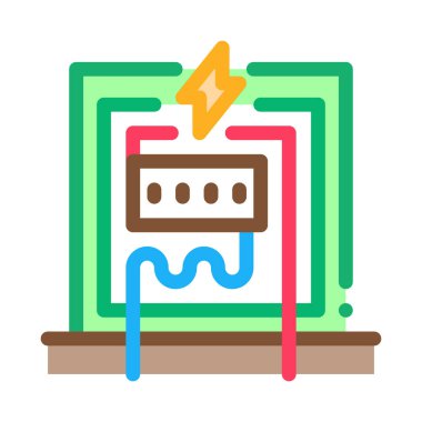 elektrik paneli simgesi vektör ana hatları gösterimi