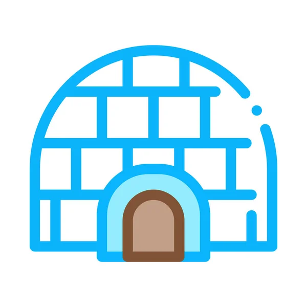 Igloo Icehouse Icône Vecteur Enseigne Igloo Glacière Illustration Symbole Contour — Image vectorielle