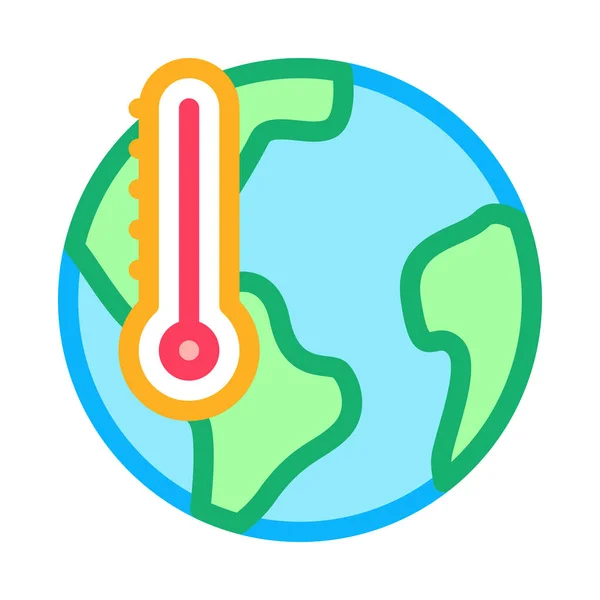 Imagem do símbolo do contorno do vetor do ícone da temperatura da terra — Vetor de Stock