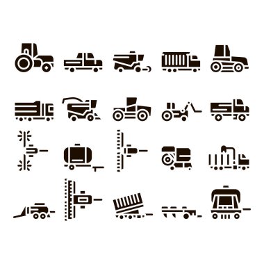 Tarım Araçları Kabartma Simgeleri Vektörü Ayarla