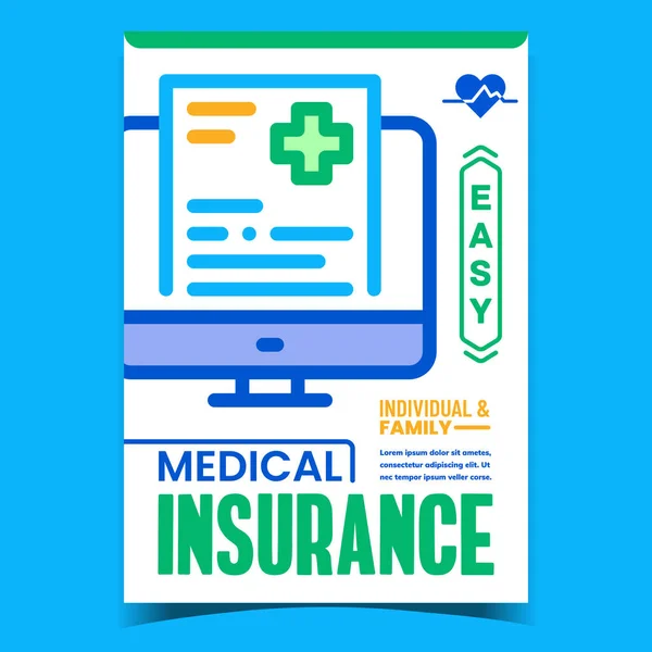 Medicinsk försäkring Creative Advertise Banner Vector — Stock vektor