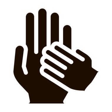 Çocuk Gönüllüler Vektör Simgesini Destekliyor. Gönüllüler Destek, Yardım Kuruluşları, Evlat Edindirme Küçük El Büyük Resimde. Kan Donörü Katılım Çizimi