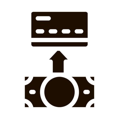 Kart Vektörü Simgesi 'ne nakit para koyuyorum. Çevrimiçi Para İşlemleri, Finansal İnternet Bankacılık Ödeme Operasyonu Pictogram. Mevduat Döviz Borsası Katılım İllüstrasyonu