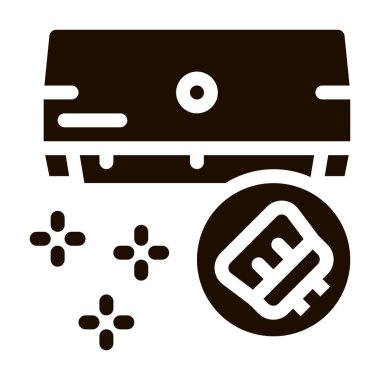 Temiz İç Koşullandırıcı Vektör Simgesi. Kondisyon Odası Elektronik Teknoloji Birimi ve Fırça Piktogramı. Koşullandırma Bakım Katılımı İllüstrasyonu