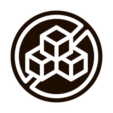 Alerjensiz İşaret Şekeri Vektörü Simgesi. Bedava Alerjen Ürün Pictogram. Mark 'ı Tatlı Küpler Sağlıklı Ürün ile karaladım. Siyah ve Beyaz Birleşme İllüstrasyonu