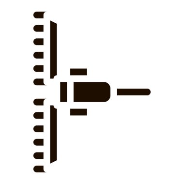 Tarımcı Karavan Vektör Simgesi. Tarım Traktörü yetiştiricisi. Makine Taşımacılığı Pictogram. Sulama Makinesi Siyah ve Beyaz Üst Görünüm Çizimi