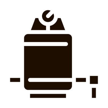 Su Filtreleme Tedavi Aygıtı Vektör İmza Simgesi. Sağlıklı Su Tedavi Piktogramı. Çevresel Ekosistem Tesisat Endüstrisi Tek Krom İllüstrasyonu