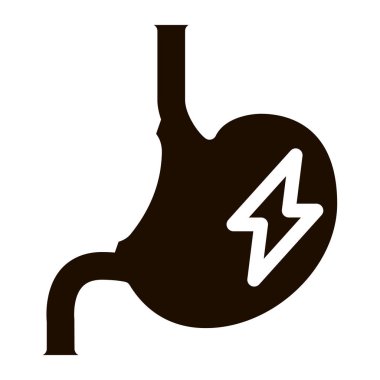 Hamilelik sembolü simgesinin mide semptomu. Hamilelik Piktogramının Hazımsızlık Mide Ağrısı Kadın Belirtisi. Müstakbel Ana Monokrom Çiziminin Karakteristik Teşhisi